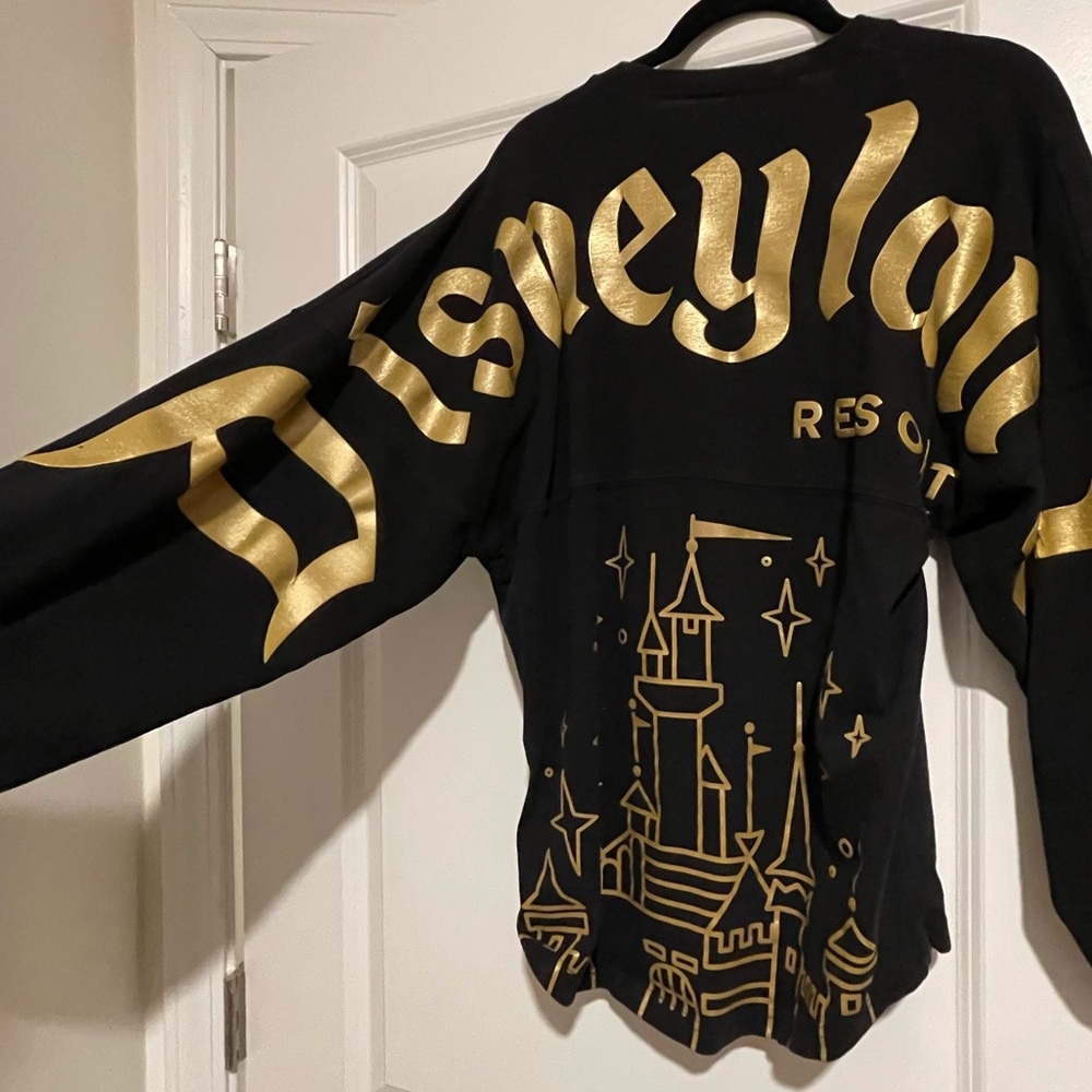Disneyland Black Gold Long Sleeve Shirt Sleeping Beauty Castle Spirit Jersey S